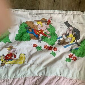 The adventures of Rocky and Bullwinkle hand made vintage blanket ,cotton pink